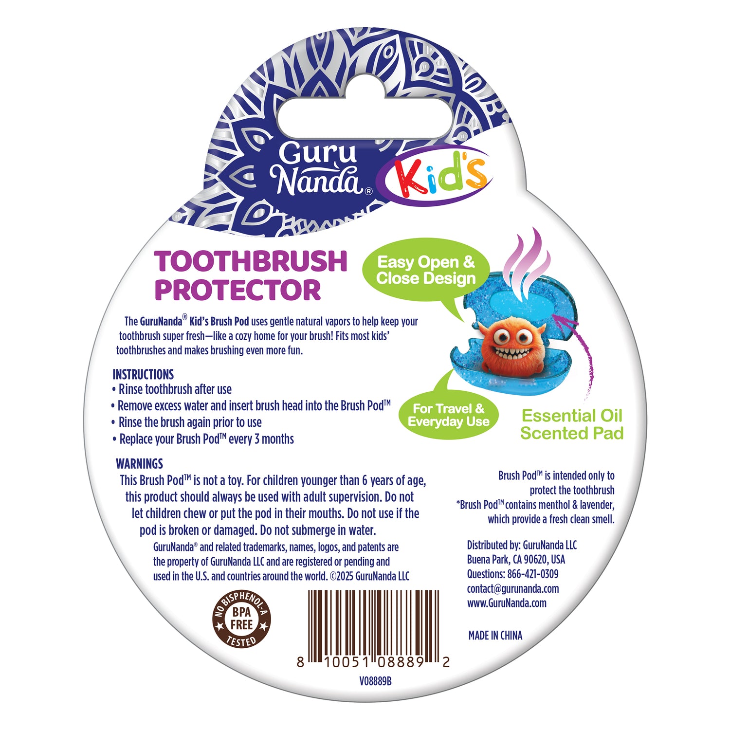 Protecteur de brosse à dents pour enfants Brush Pod - 1 unité (les couleurs peuvent varier)