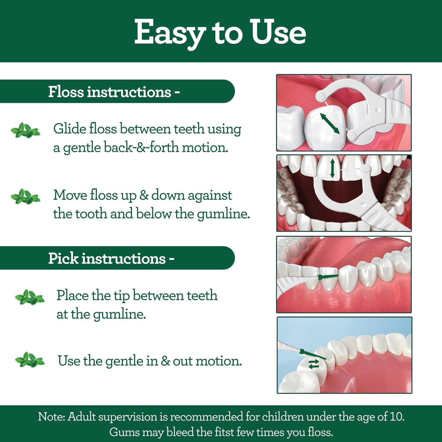 2-in-1 Dental Floss Picks (40-Count) - GuruNanda