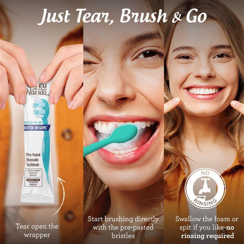 Ready-to-Go Butter on Gums Pre-Pasted Toothbrushes - 5 Count