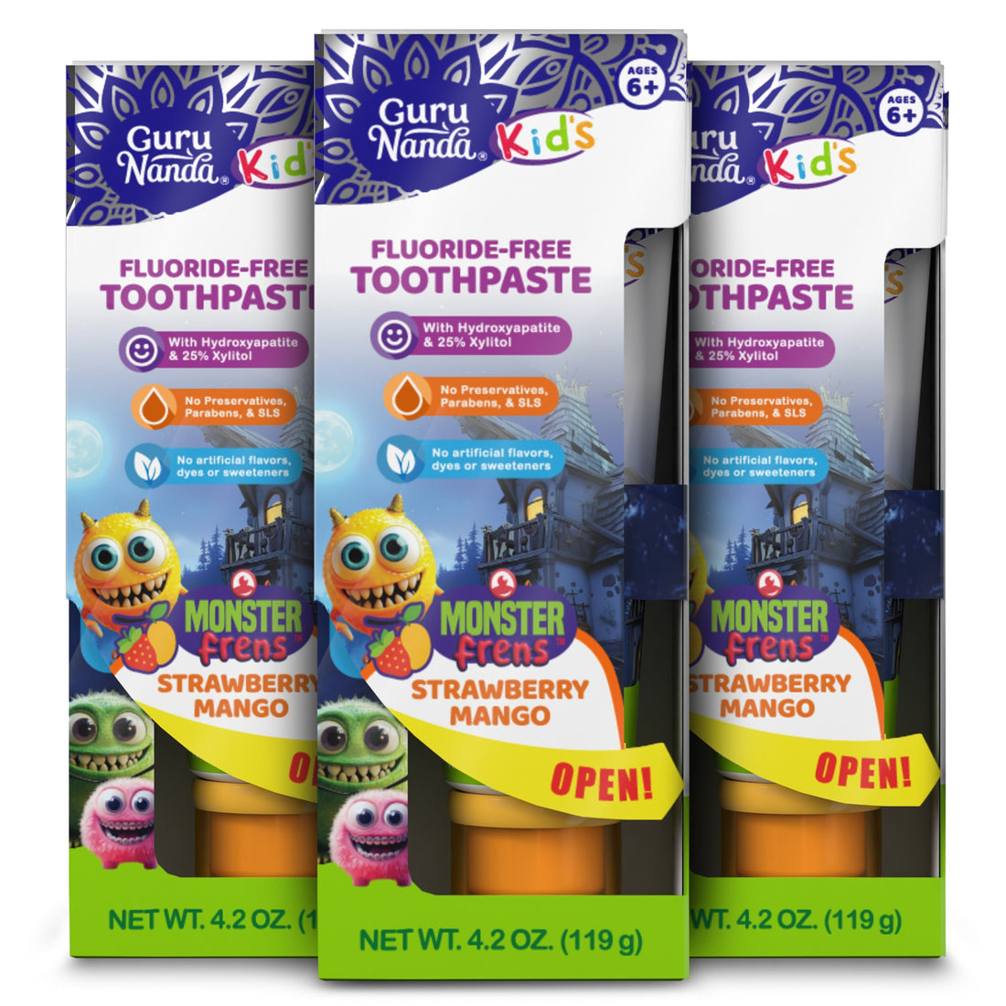 Kids Toothpaste with Xylitol &amp; Hydroxyapatite, Strawberry Mango – 4.2 oz – 3 Pack