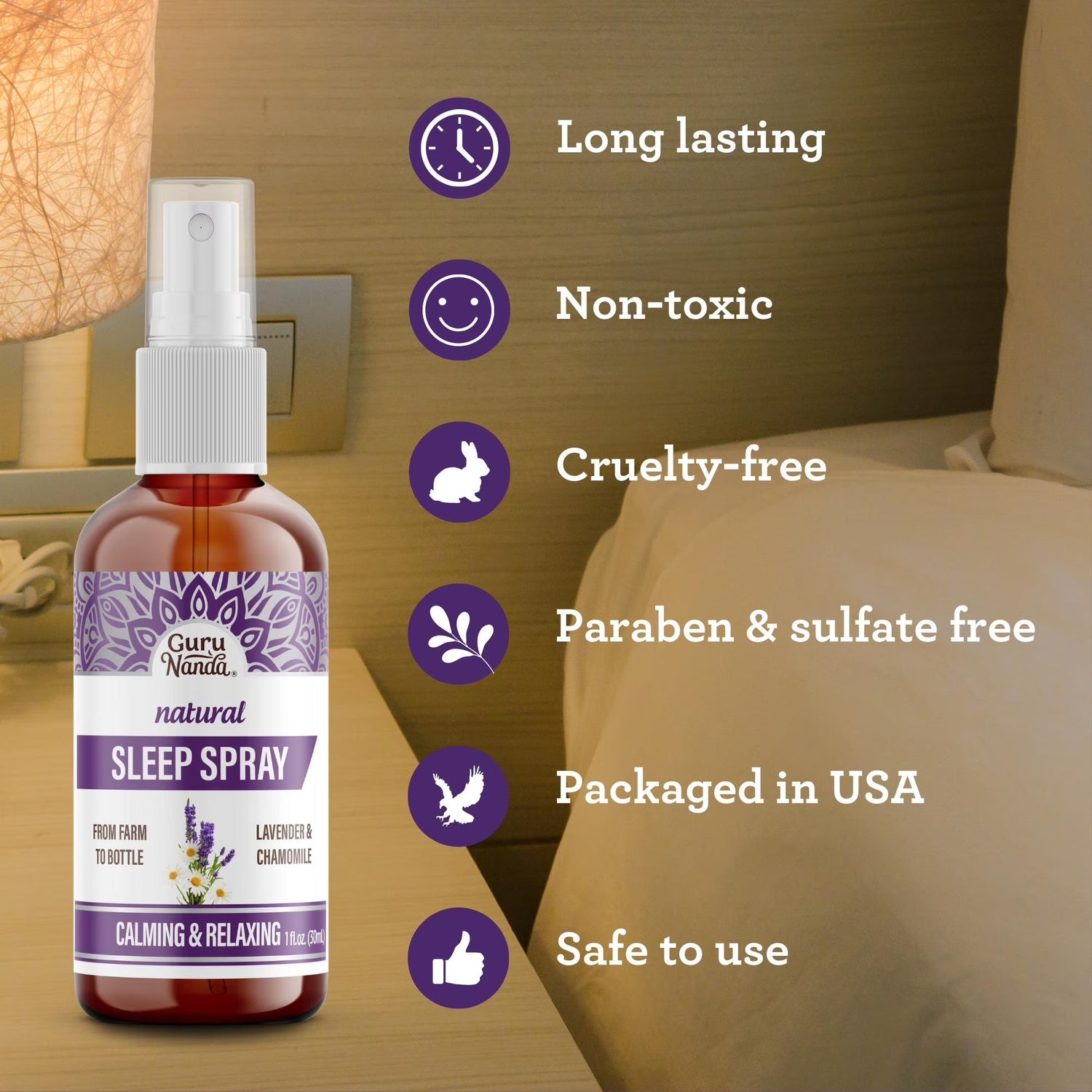 Natural Sleep Spray, Lavender &amp; Chamomile – 1 fl oz