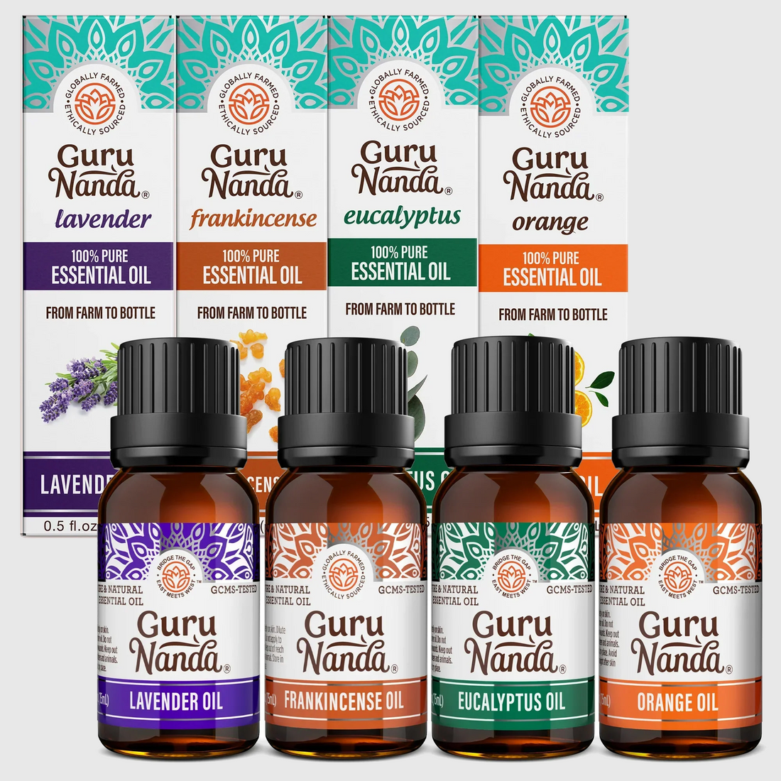 Four Essential Classics Set- Frankincense, Lavender, Eucalyptus, &amp; Orange 4 x 15mL