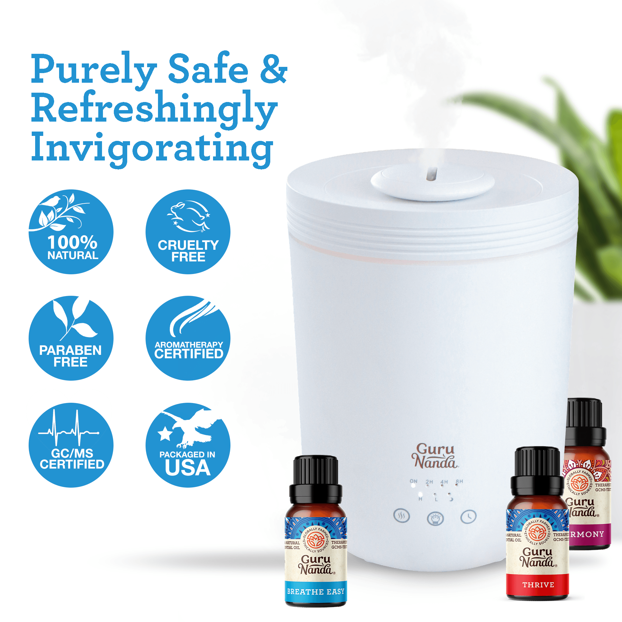 GuruNanda Breathe Essential Oil Set (Pack of 3 x 0.34 Fl Oz) - 100% Pure,  Natural & Undiluted Diffuser Oils for Aromatherapy - Helps Support Clear