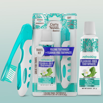 Travel Kit – Folding Toothbrush &amp; Hydroxyapatite Toothpaste, Jasmine Mint – 0.98 oz