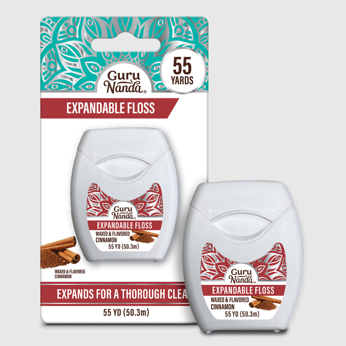 GuruNanda's Cinnamon Flavored Expandable Dental Floss - 55 Yards