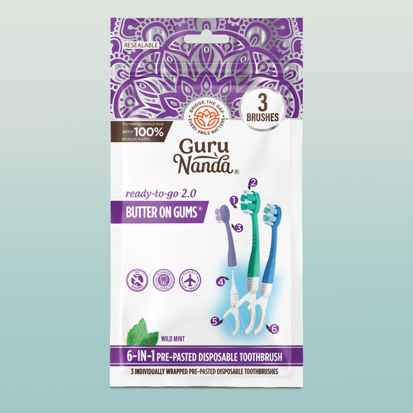6-in-1 Ready to Go Butter on Gums Pre-Pasted Toothbrushes 2.0