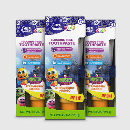 Kids Toothpaste with Xylitol &amp; Hydroxyapatite, Strawberry Mango – 4.2 oz – 3 Pack