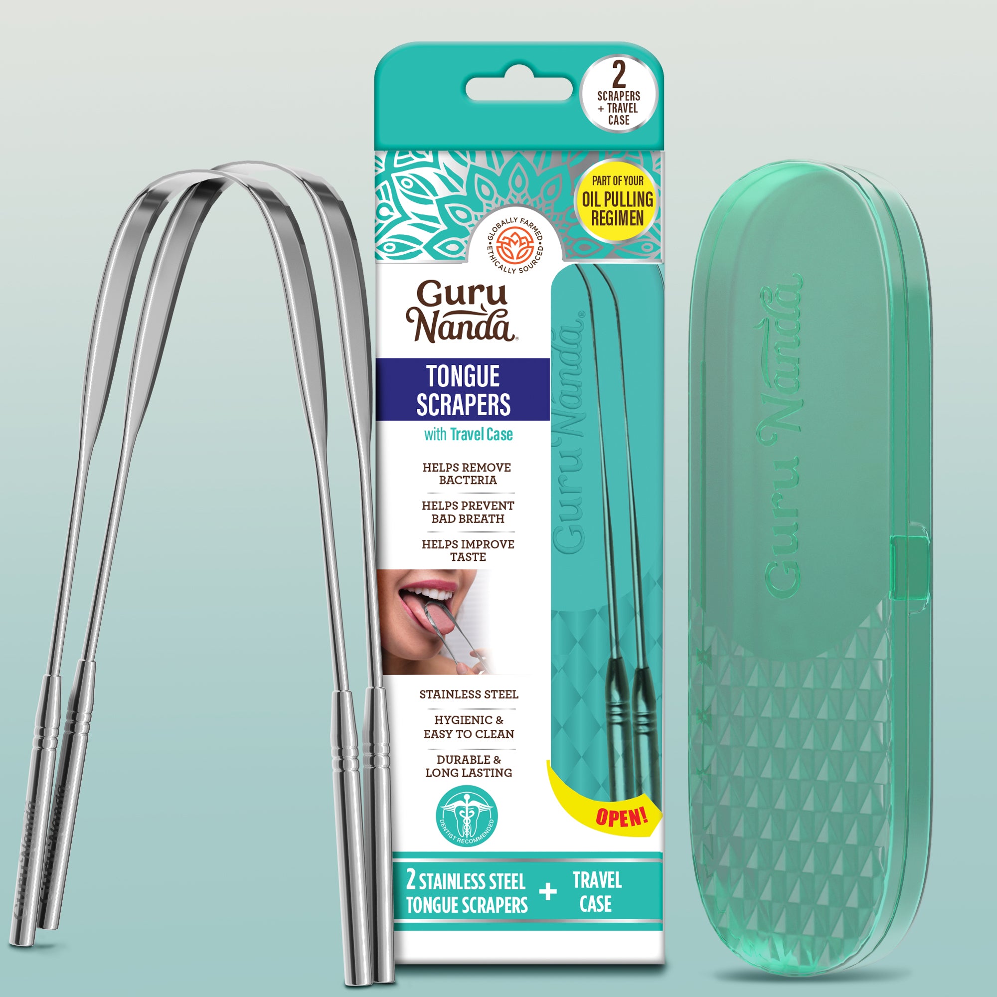 U Shaped Stainless Steel Tongue Scraper – 2 Pack