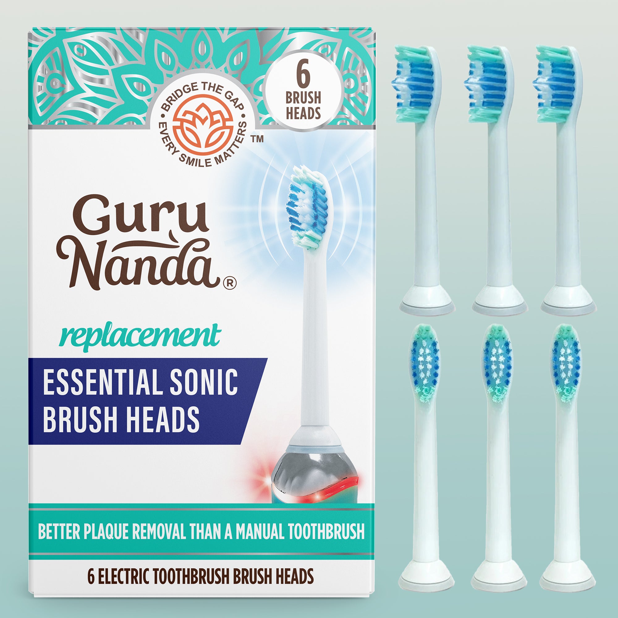 Pressure Sensor Sonic Replacement Brush Heads – 6 Pack
