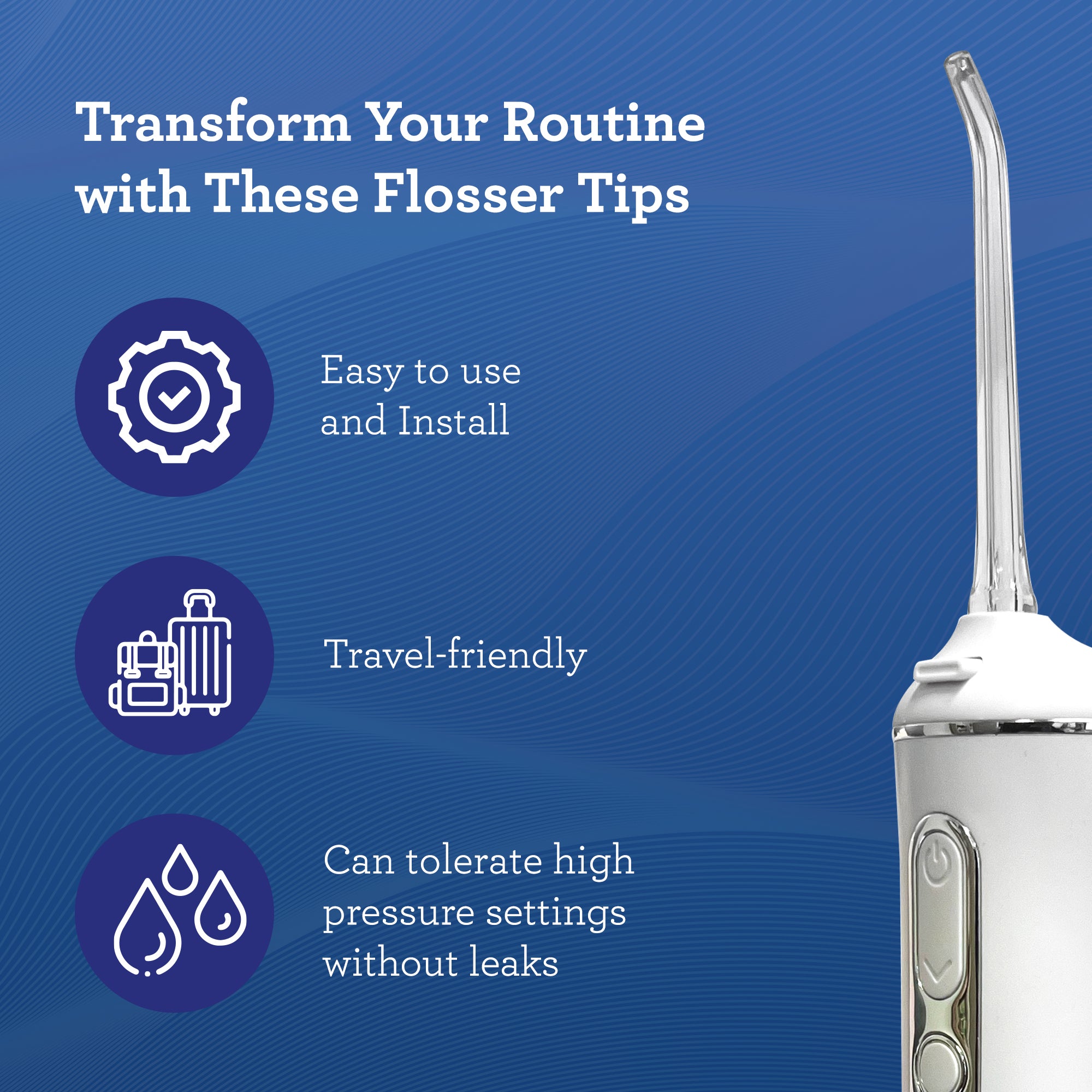 Replacement Flosser Tips (6 Pack) - Compatible with Water Flosser 2.0 &amp; 3.0 (with UV Mode)