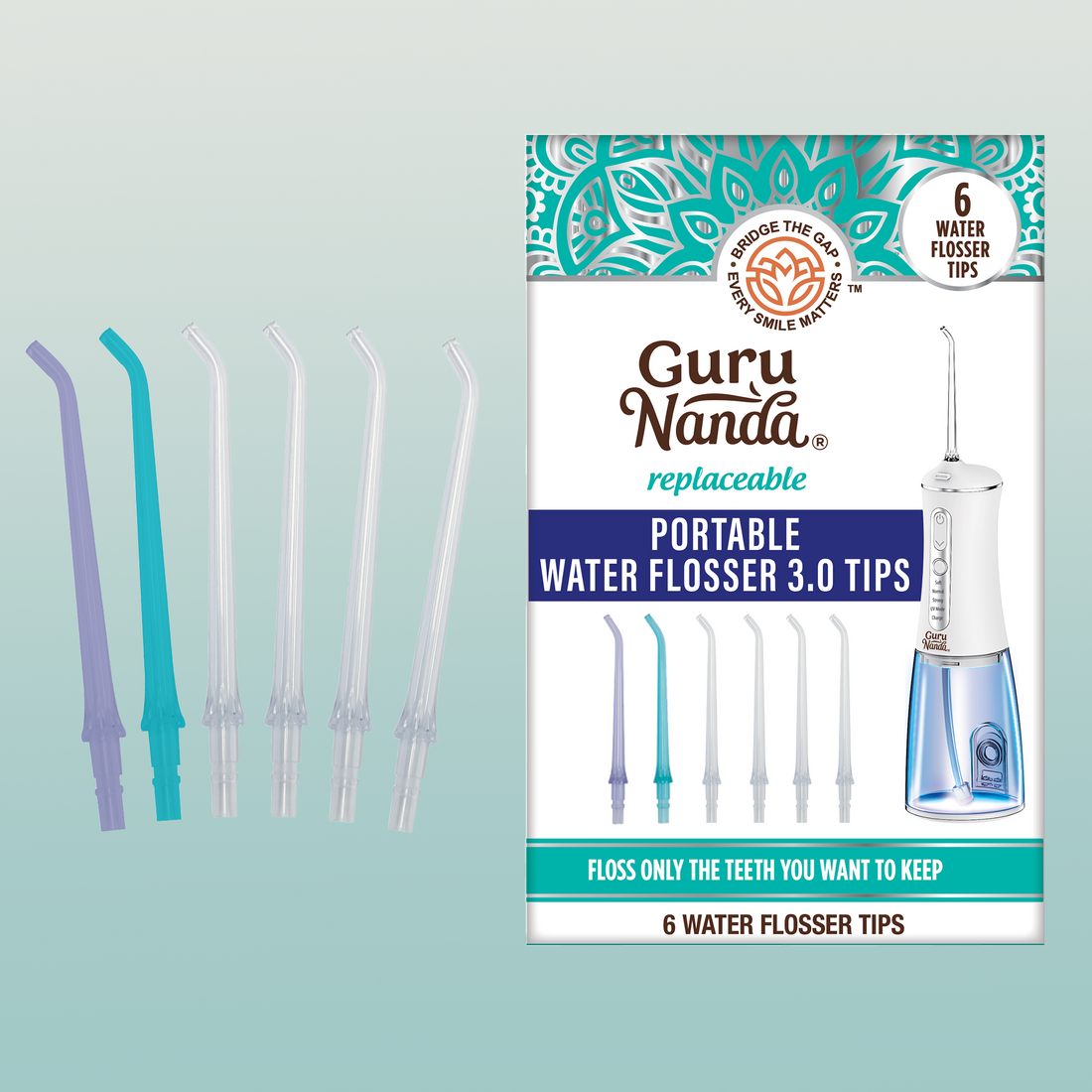 Replacement Flosser Tips (6 Pack) - Compatible with Water Flosser 2.0 &amp; 3.0 (with UV Mode)