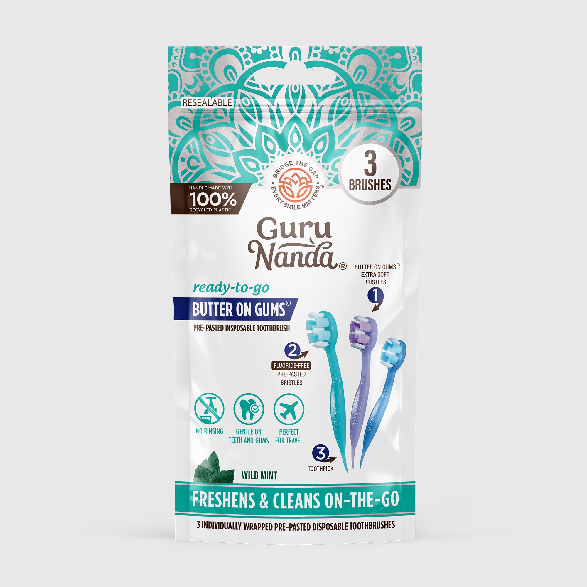 Ready-to-Go Butter on Gums Pre-Pasted Toothbrushes – GuruNanda