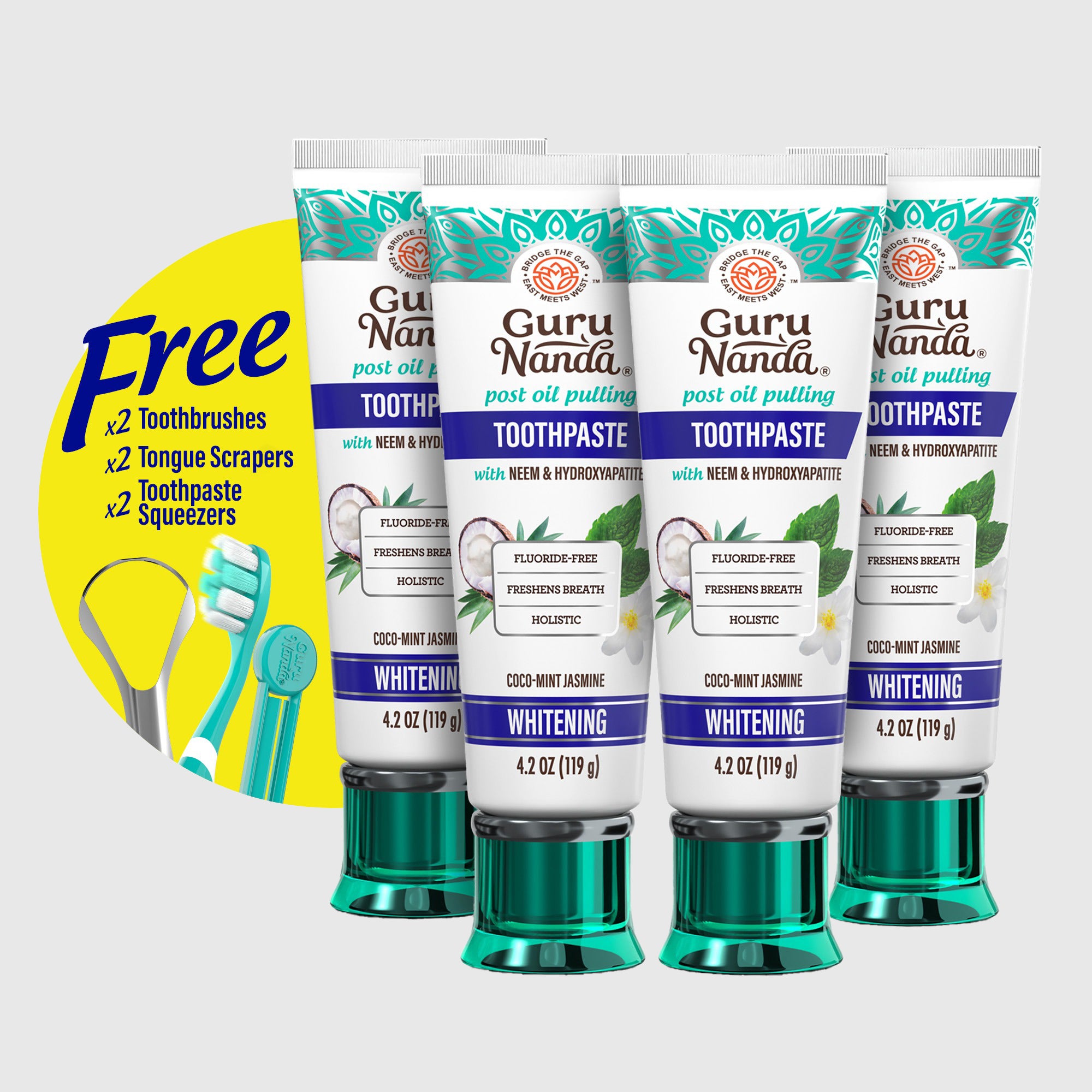 Fluoride-Free Whitening Toothpaste With Hydroxyapatite - 4 Pack
