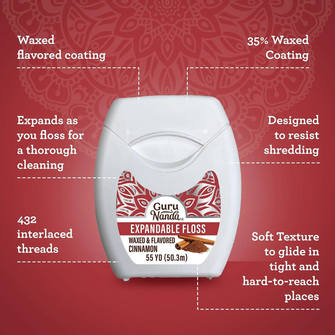 Hilo dental expandible con sabor a canela - 55 yardas