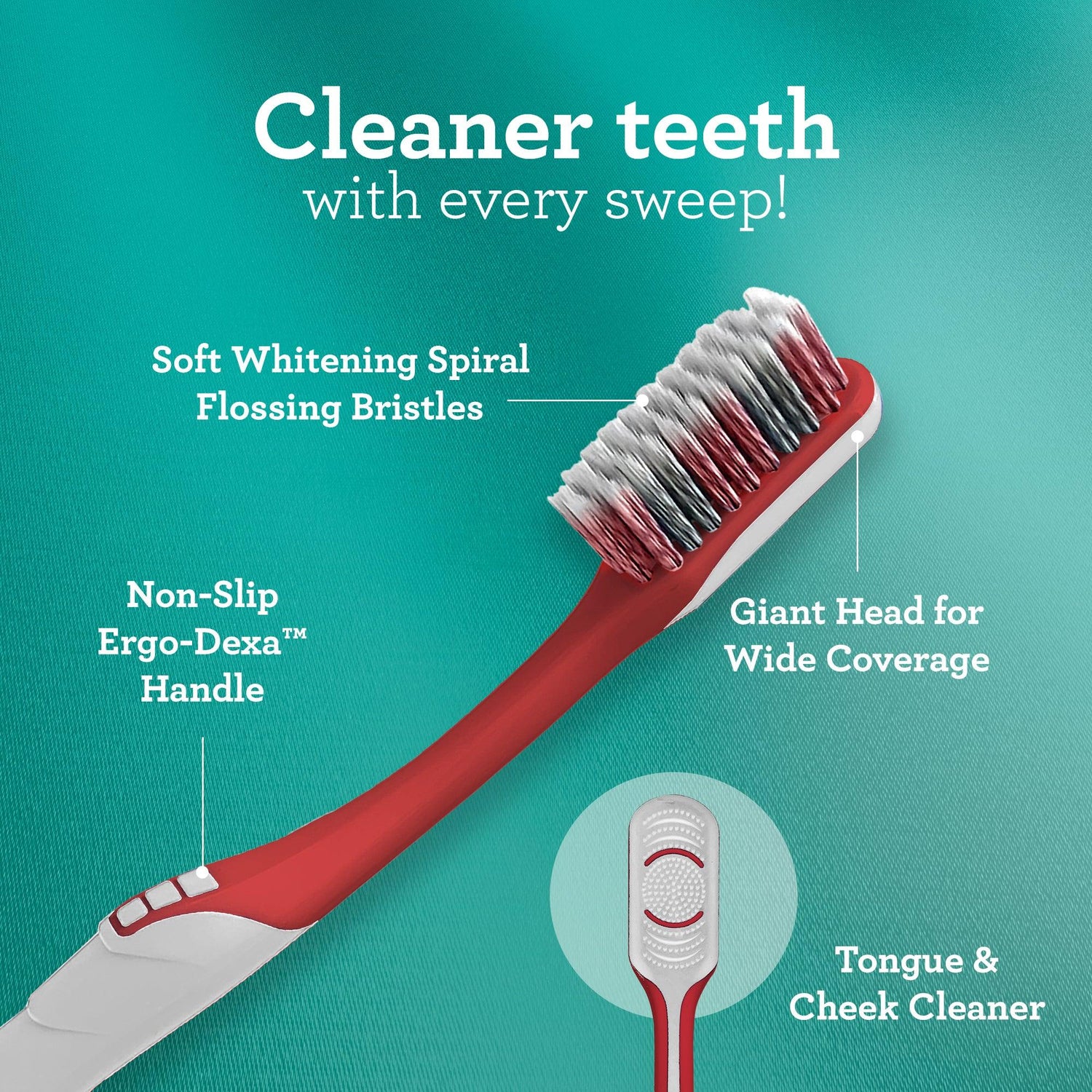 Gentle Giant Whitening Spiral Toothbrush - 4 Count