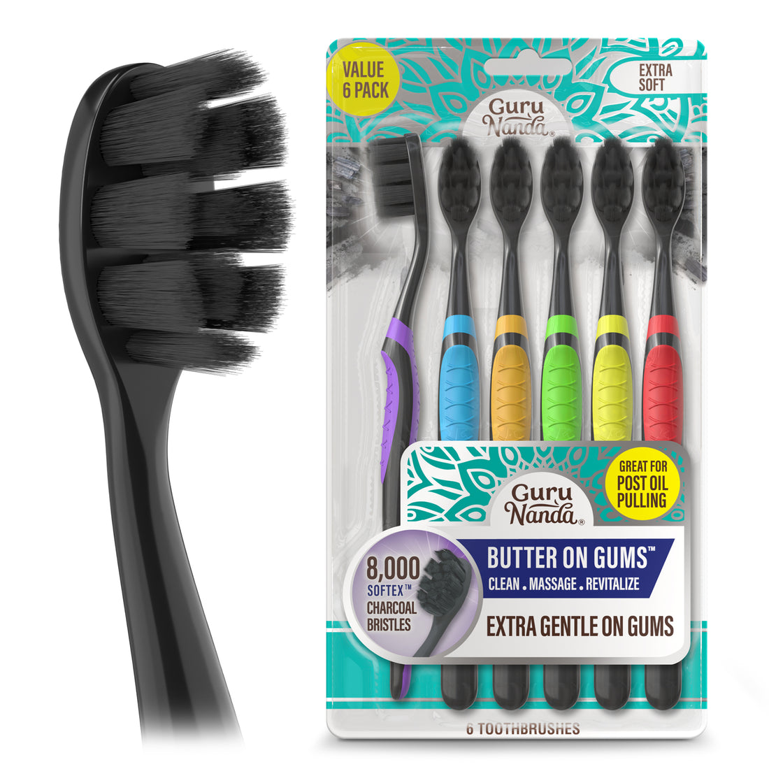 Brosse à dents au charbon Butter On Gums (1 paquet)