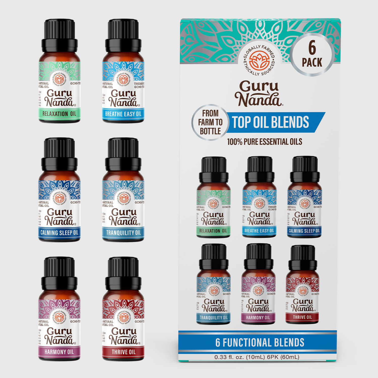 6 Essential Oil Blends Set, 10 ML