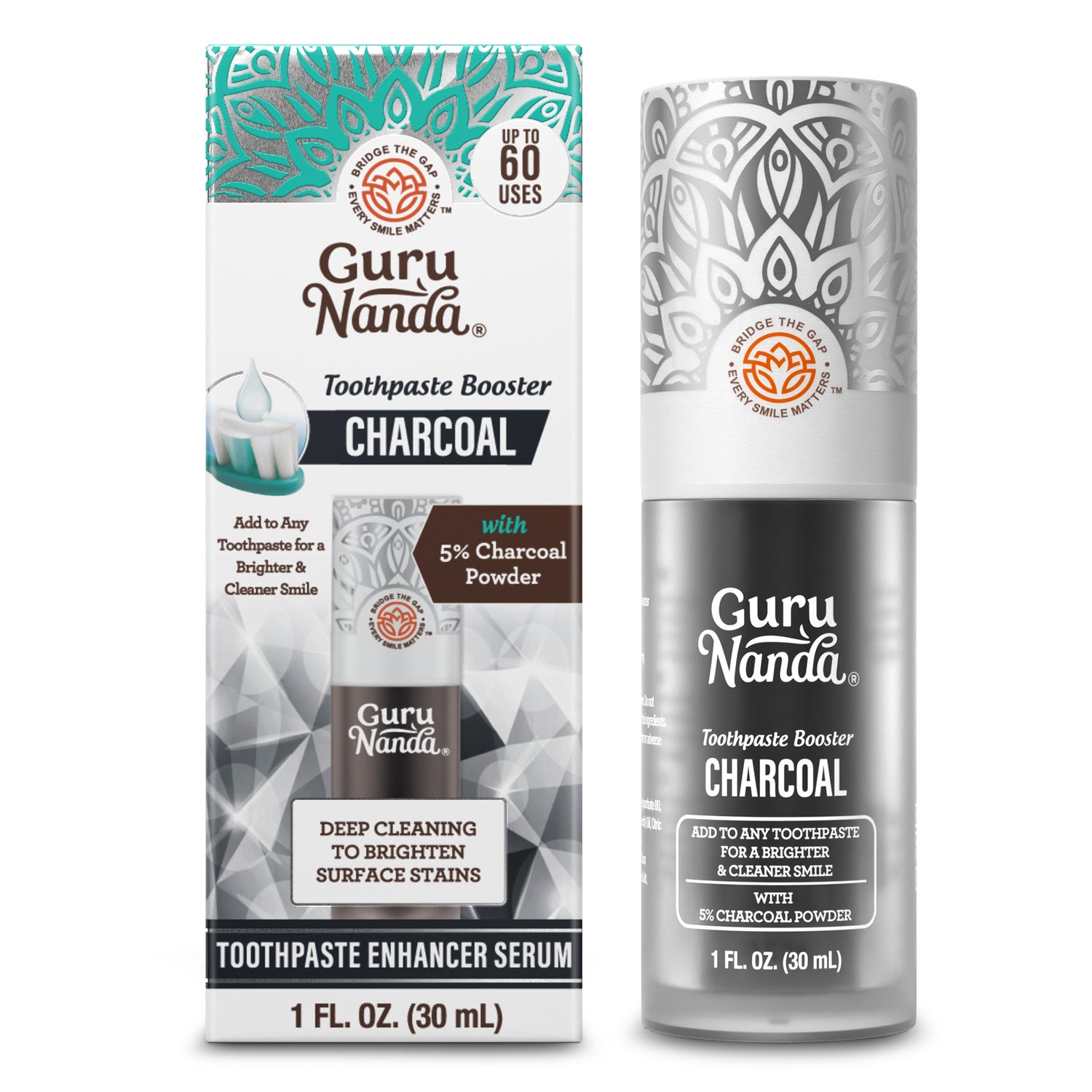 Charcoal Toothpaste Booster with 5% Charcoal Powder – 1 fl oz