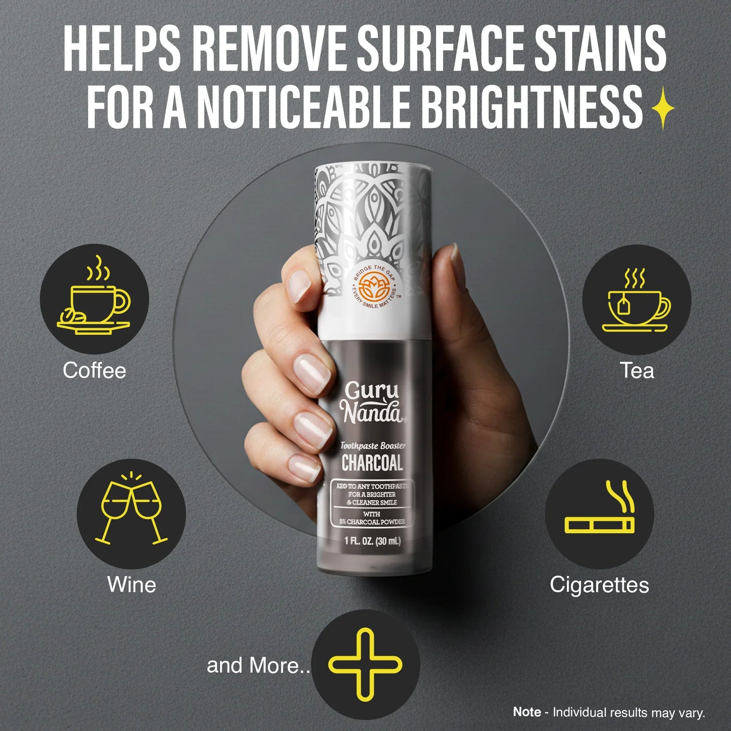 Charcoal Toothpaste Booster with 5% Charcoal Powder – 1 fl oz