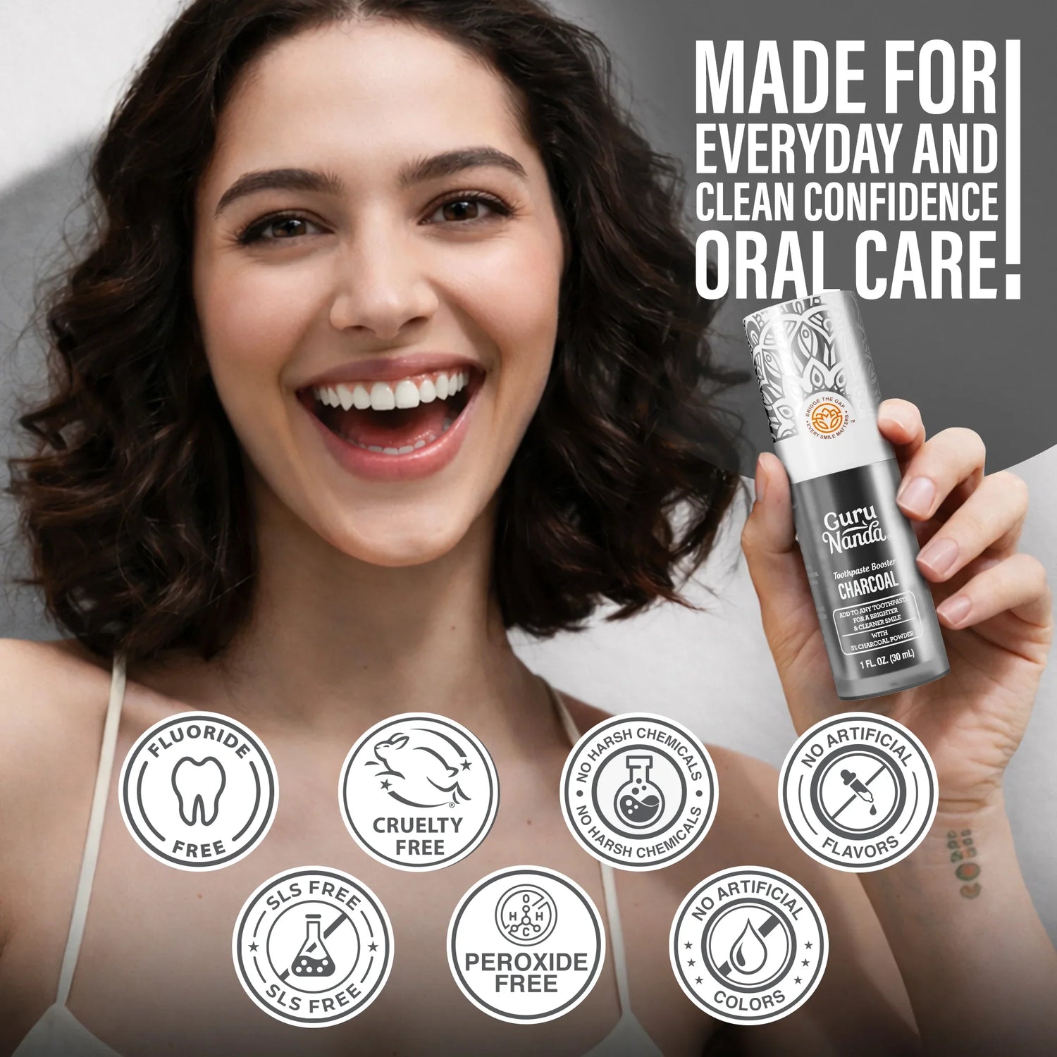 Charcoal Toothpaste Booster with 5% Charcoal Powder – 1 fl oz