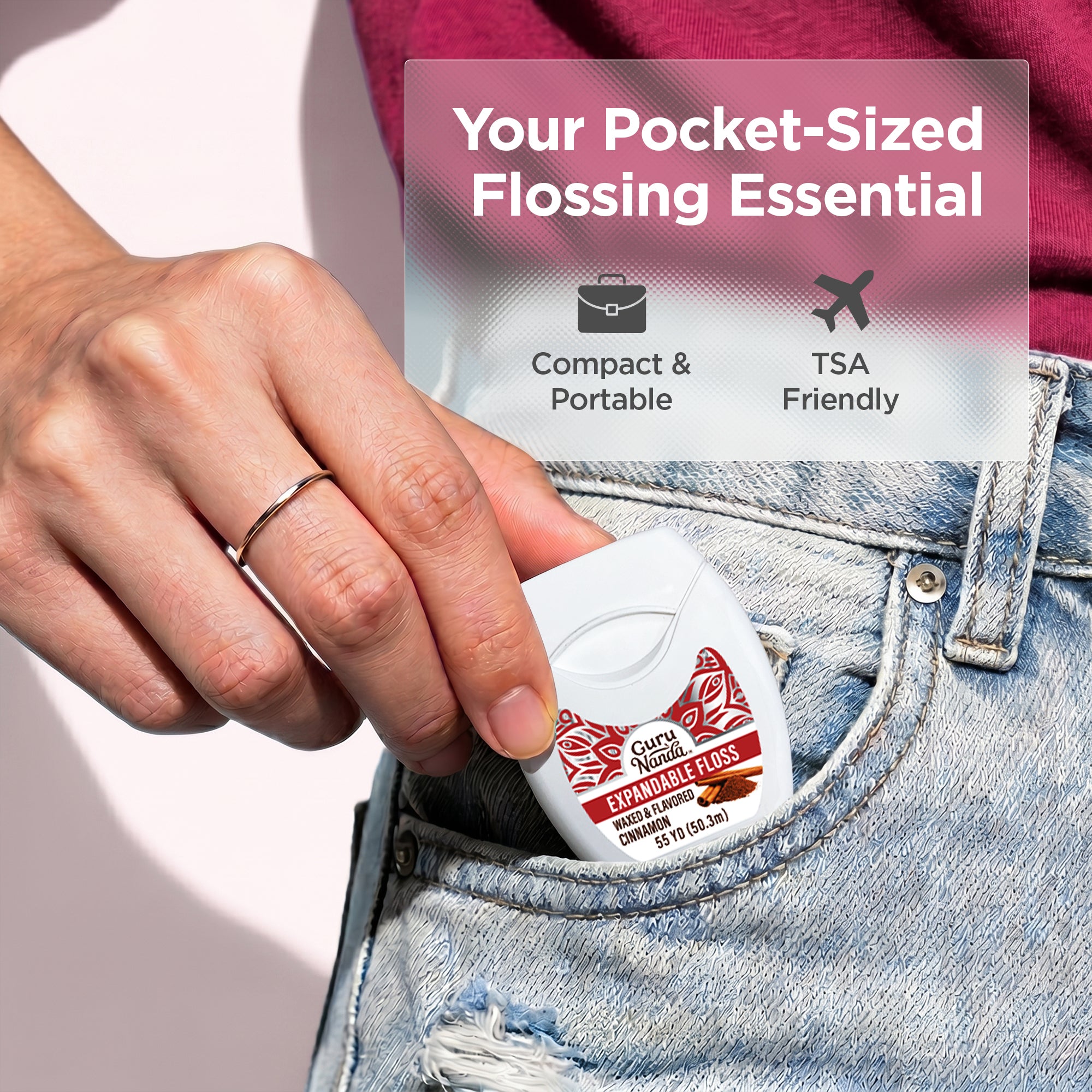 Cinnamon Flavored Expandable Dental Floss – 55 Yards
