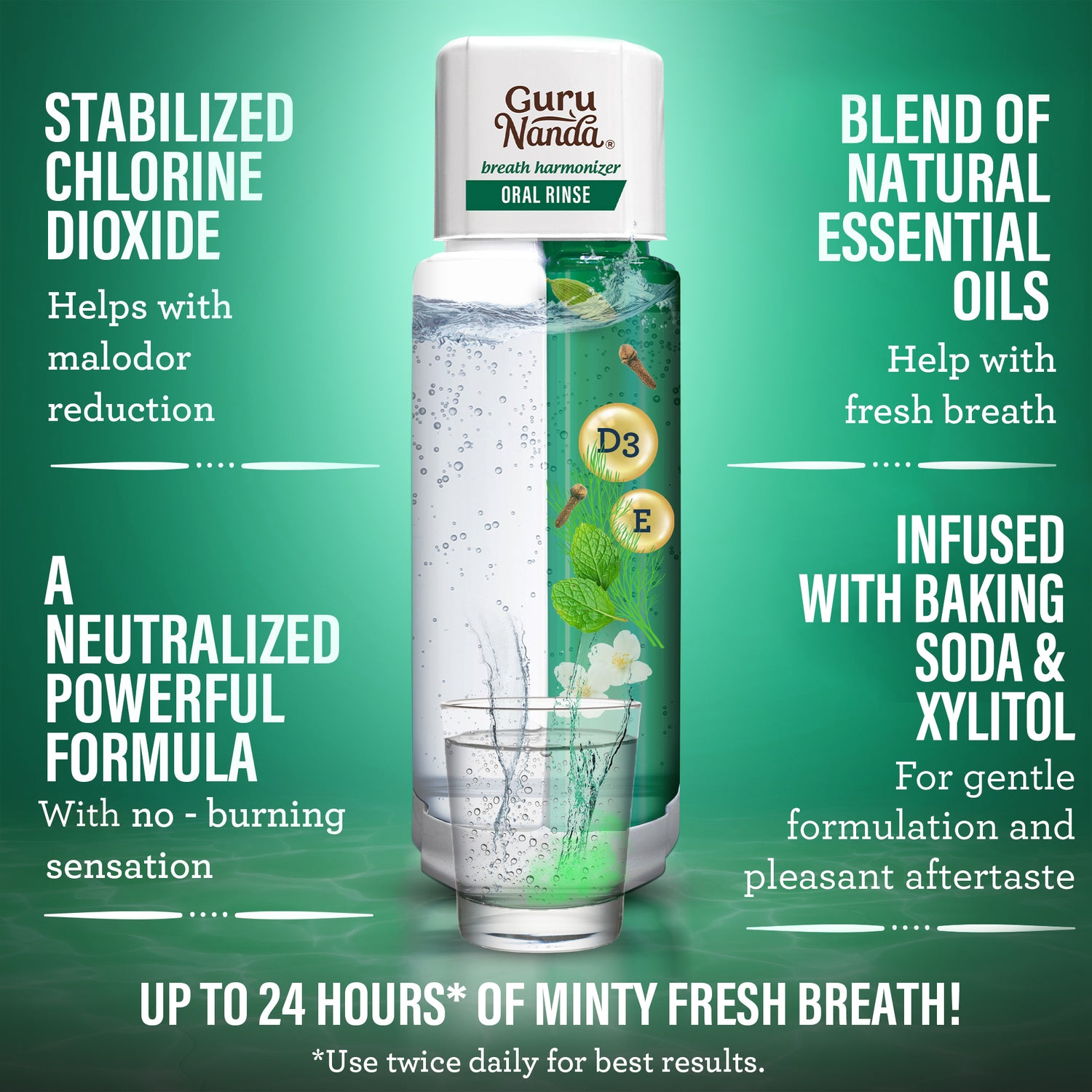 Dual Barrel Breath Harmonizer Mouthwash - Wild Mint - 20oz