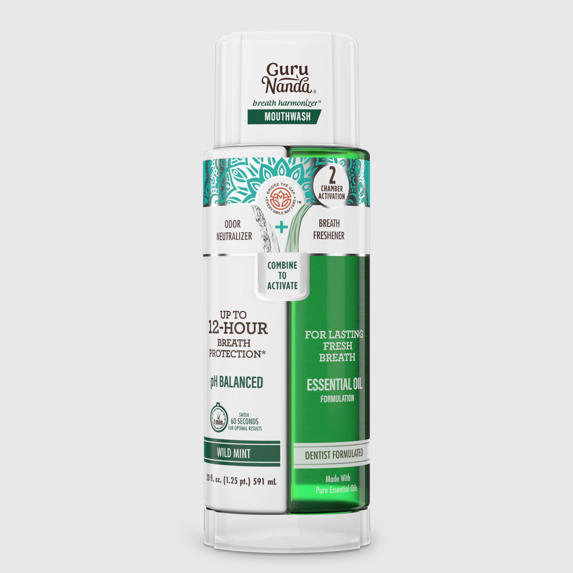 Dual Barrel Breath Harmonizer Mouthwash, Wild Mint – GuruNanda