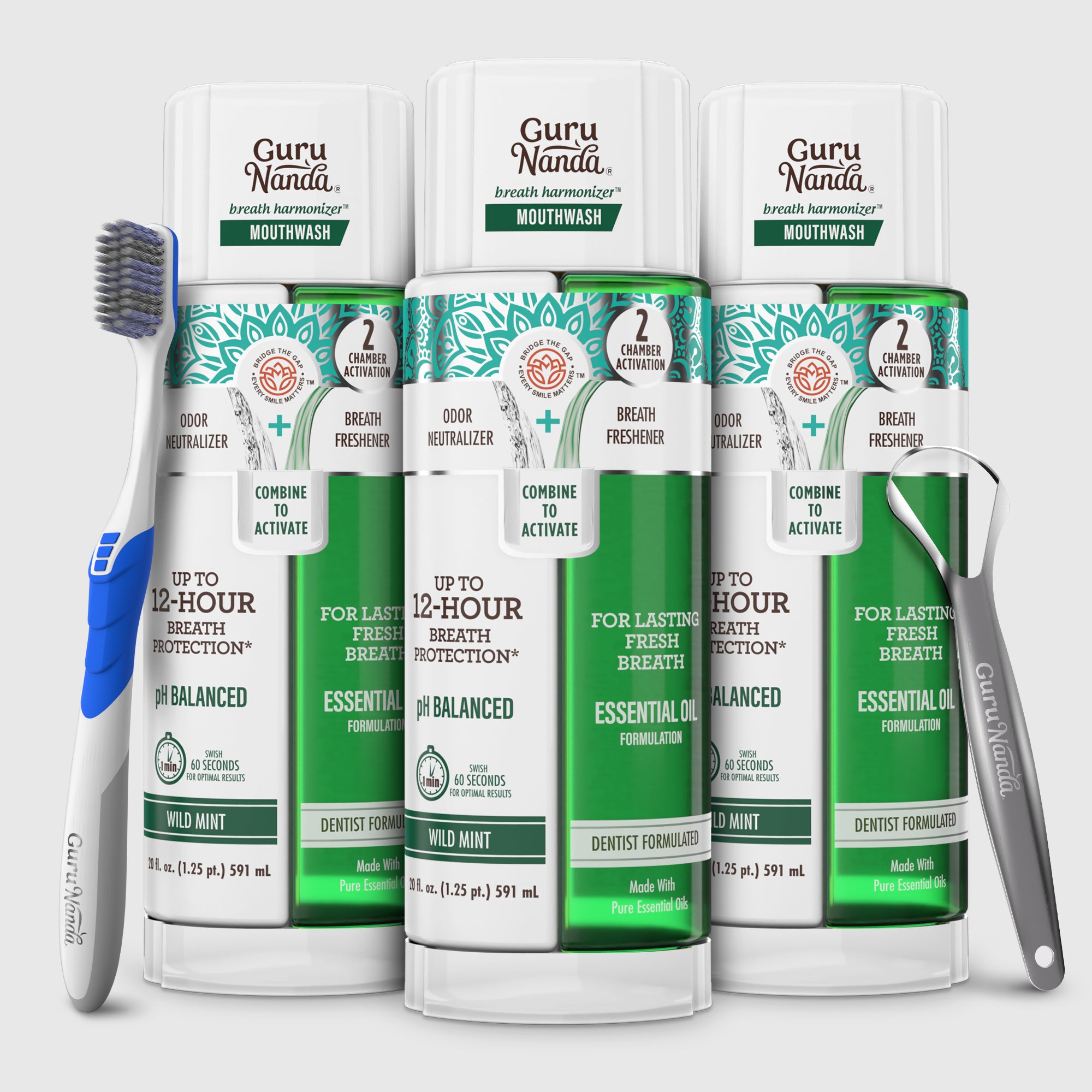 Dual Barrel Breath Harmonizer Mouthwash, Wild Mint – GuruNanda