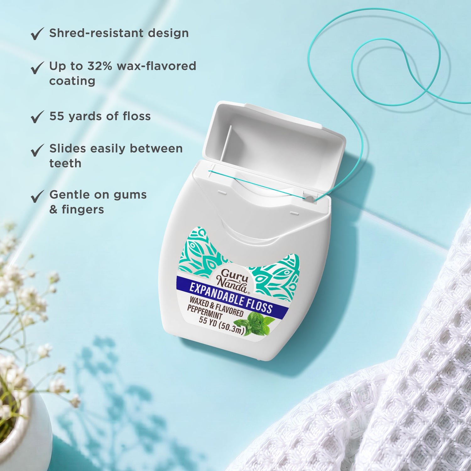 Hilo dental expandible con sabor a menta – 50,29 metros