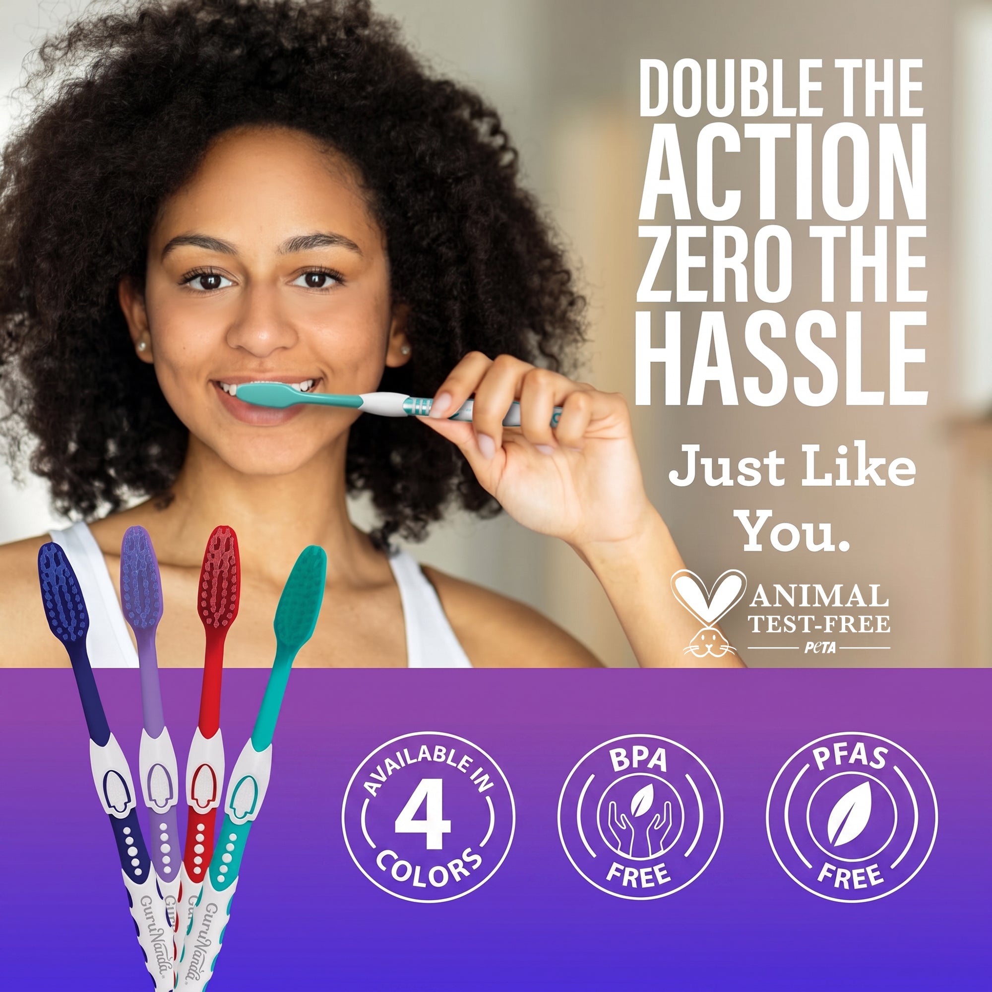Floss Fusion Toothbrush with Soft Bristles | GuruNanda
