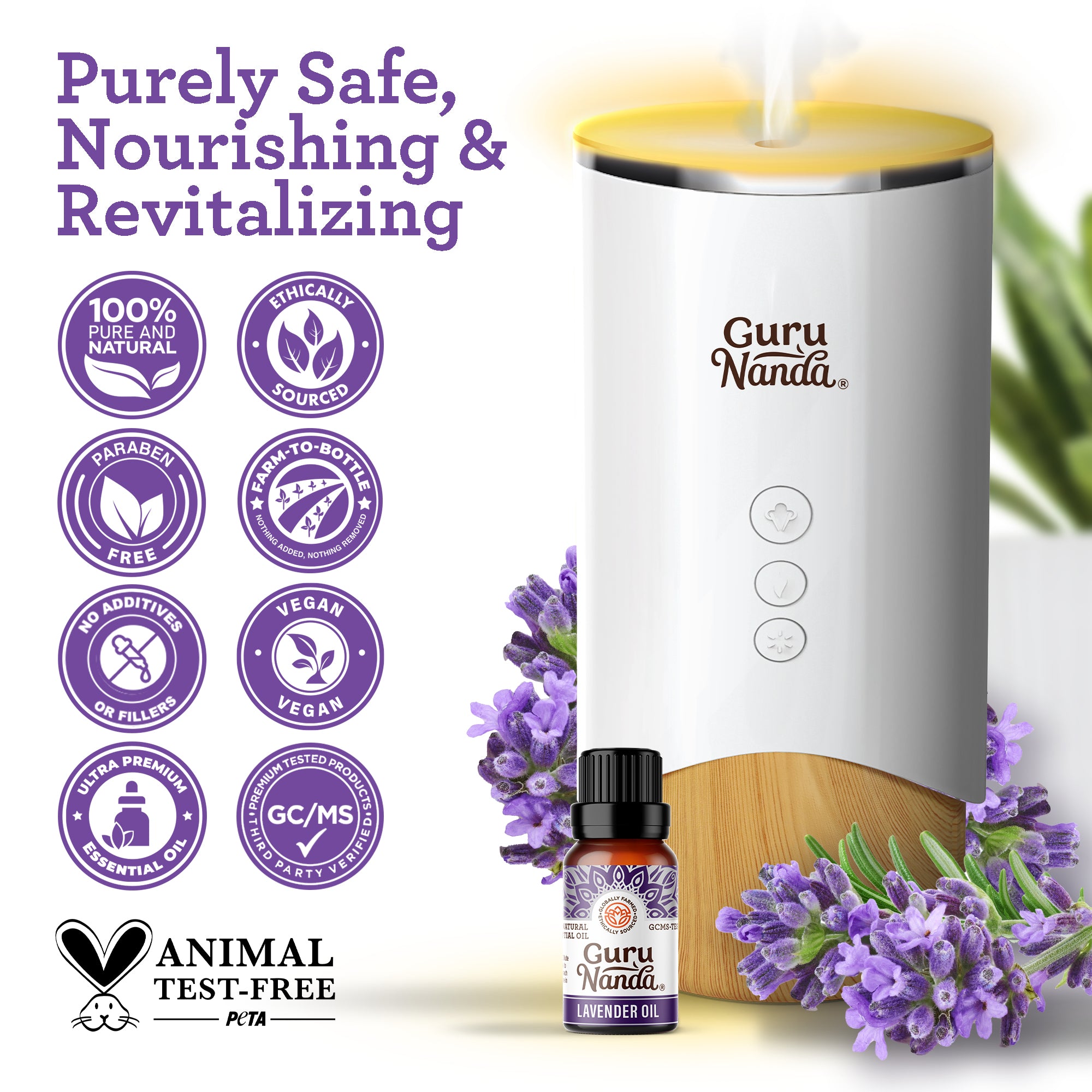 Gurunanda's True Lavender Essential Oil, 100% Pure, 15 ML, 2 Pk