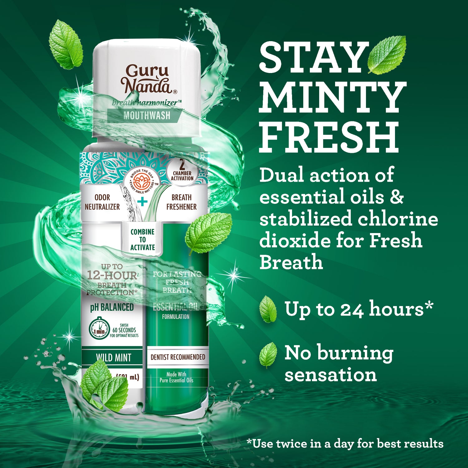Dual Barrel Breath Harmonizer Mouthwash - Wild Mint - 20oz