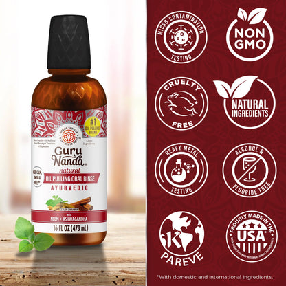 Refill Size - Coconut &amp; Cinnamon Oil Pulling Flavor + Neem &amp; Ashwagandha - 16oz