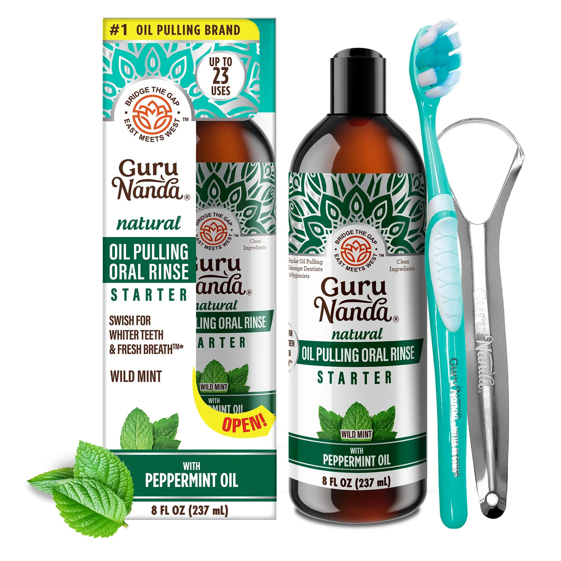 Aceite de coco y menta para enjuague bucal, 8 onzas líquidas (paquete de 1)