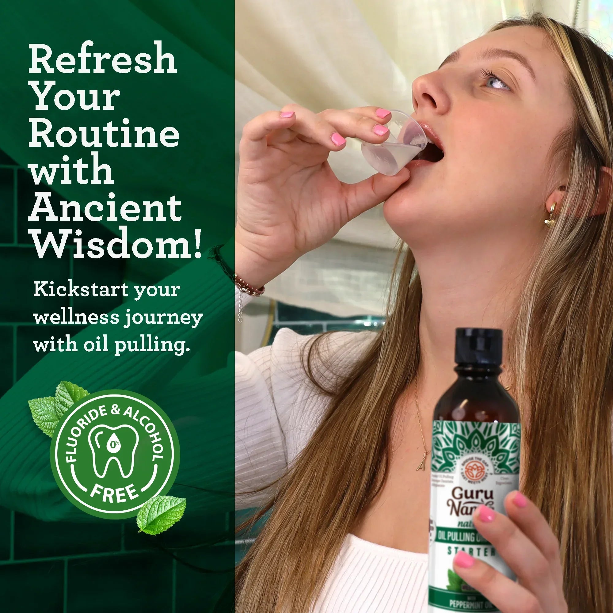 Huile de départ pour le bain de bouche à la noix de coco et à la menthe poivrée - 237 ml