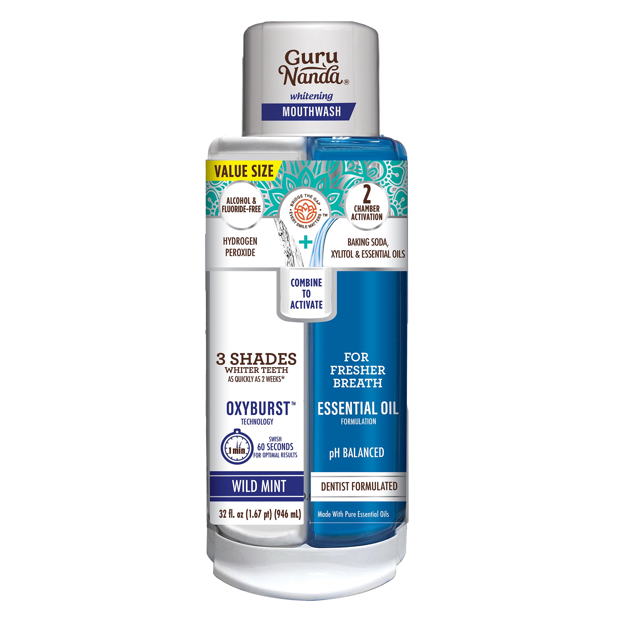 Dual Barrel Oxyburst Whitening Mouthwash, Value Size - 32 Fl Oz