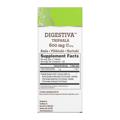 Digestiva Triphala - 600mg of Amla, Vibhitaki &amp; Haritaki - 240 Vegan Tablets