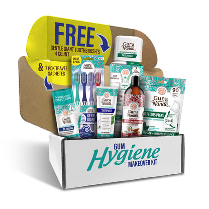 Gum Hygiene Makeover Kit - Oil Pulling, Toothpaste, Toothbrush, Mouthwash