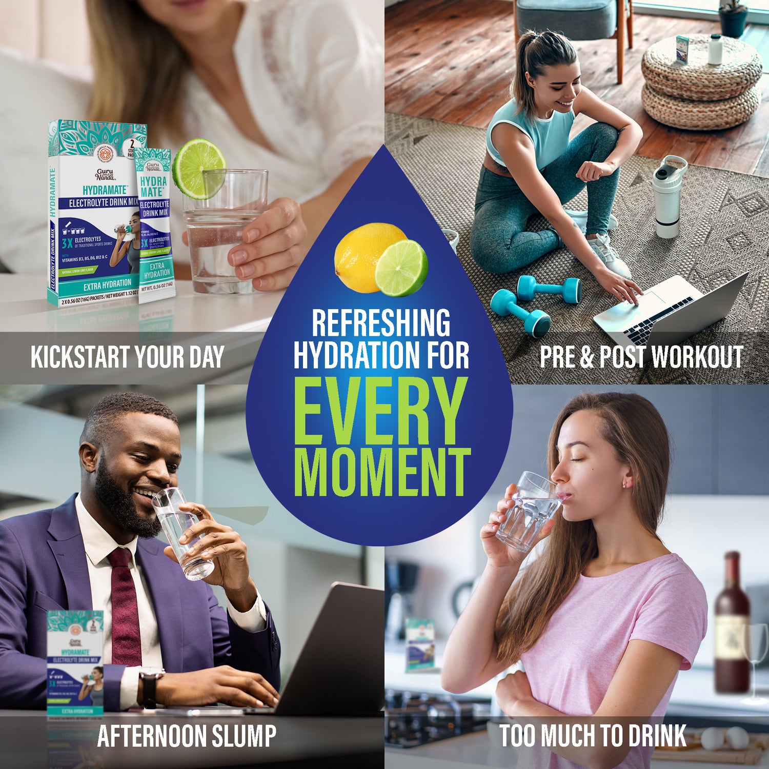 Hydramate Hydration Electrolyte Drink Mix, Lemon Lime - 1 Count (2 Sachets)