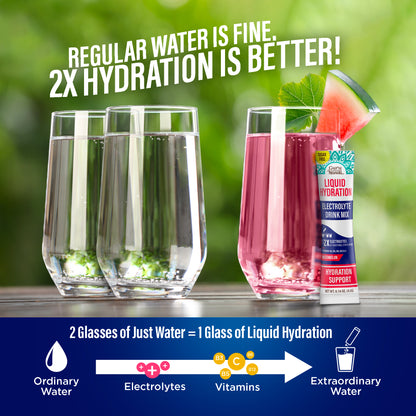 Liquid Hydration Electrolyte Drink Mix, Watermelon - 48 Count