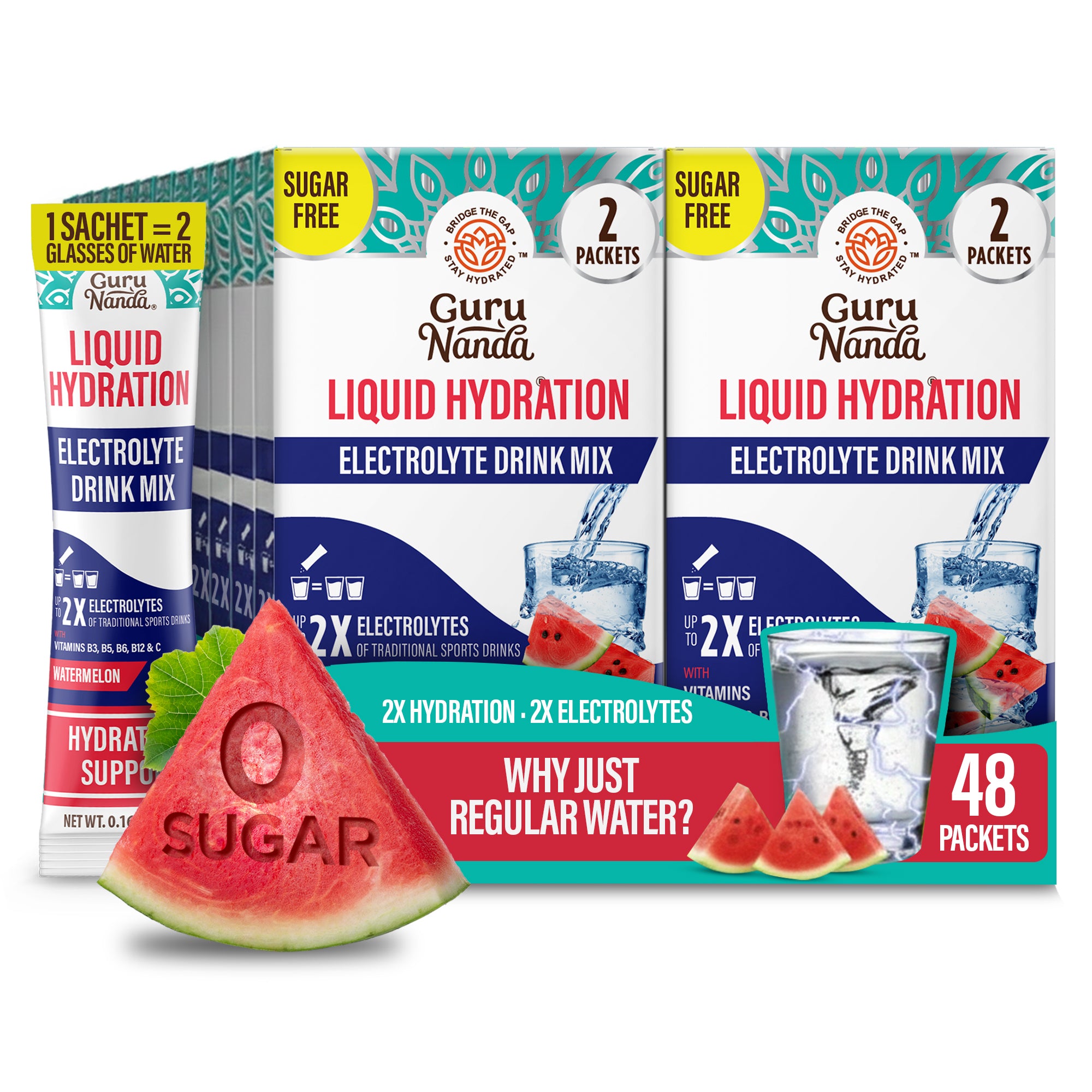 Liquid Hydration Electrolyte Drink Mix, Watermelon - 48 Count