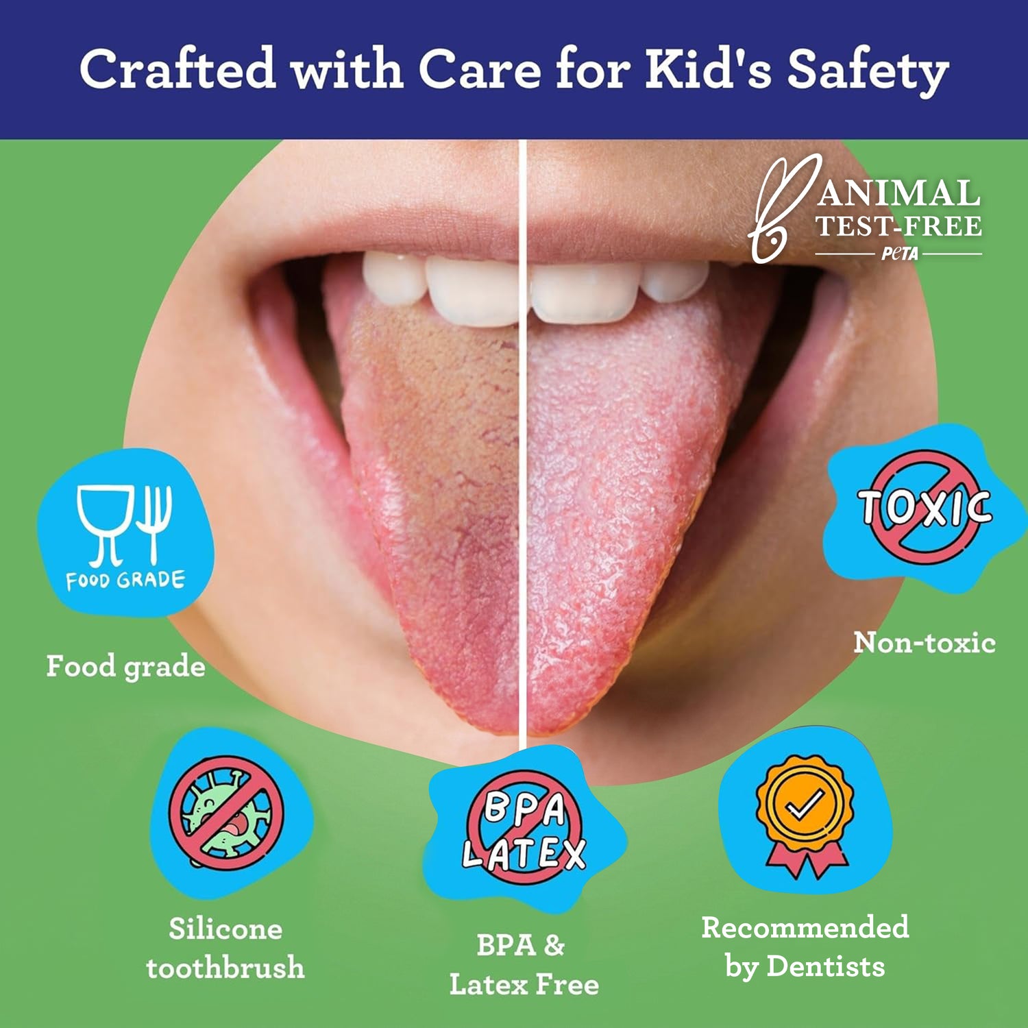 Kids Tongue Scraper (2-Pack) with Travel Case (color may vary)