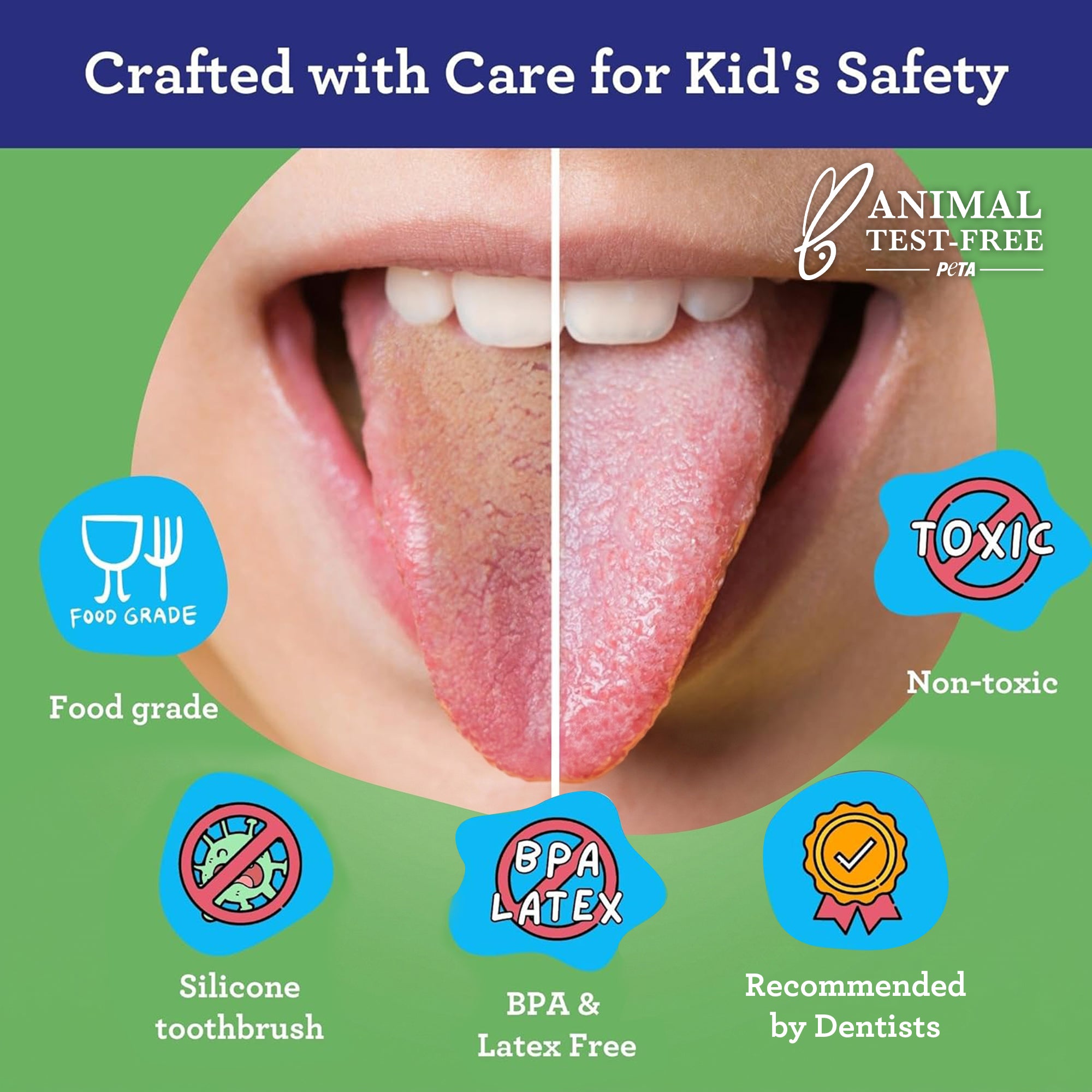 Kids Tongue Scraper (2-Pack) with Travel Case (color may vary)