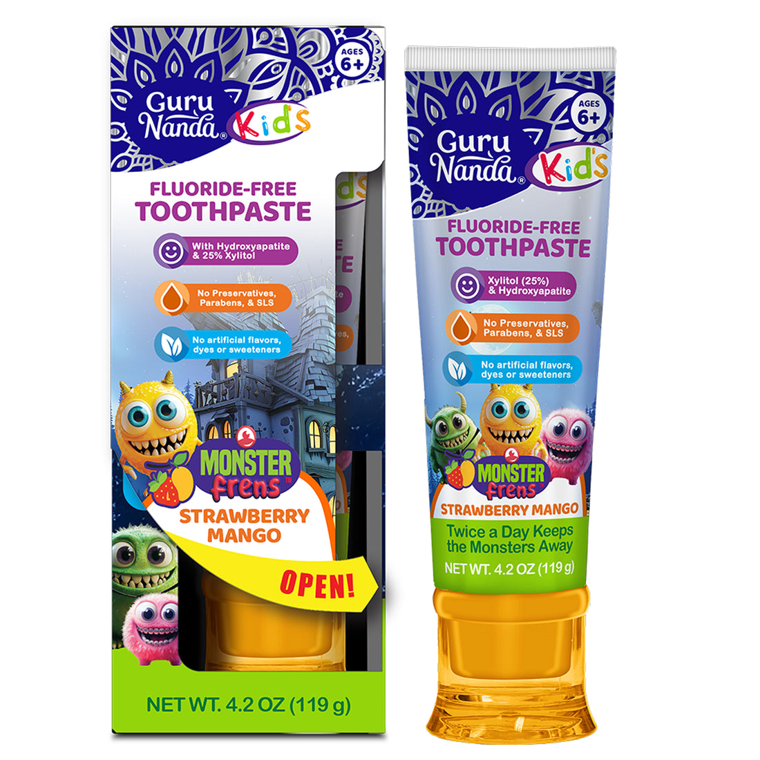 Kids Toothpaste with Xylitol &amp; Hydroxyapatite, Strawberry Mango – 4.2 oz