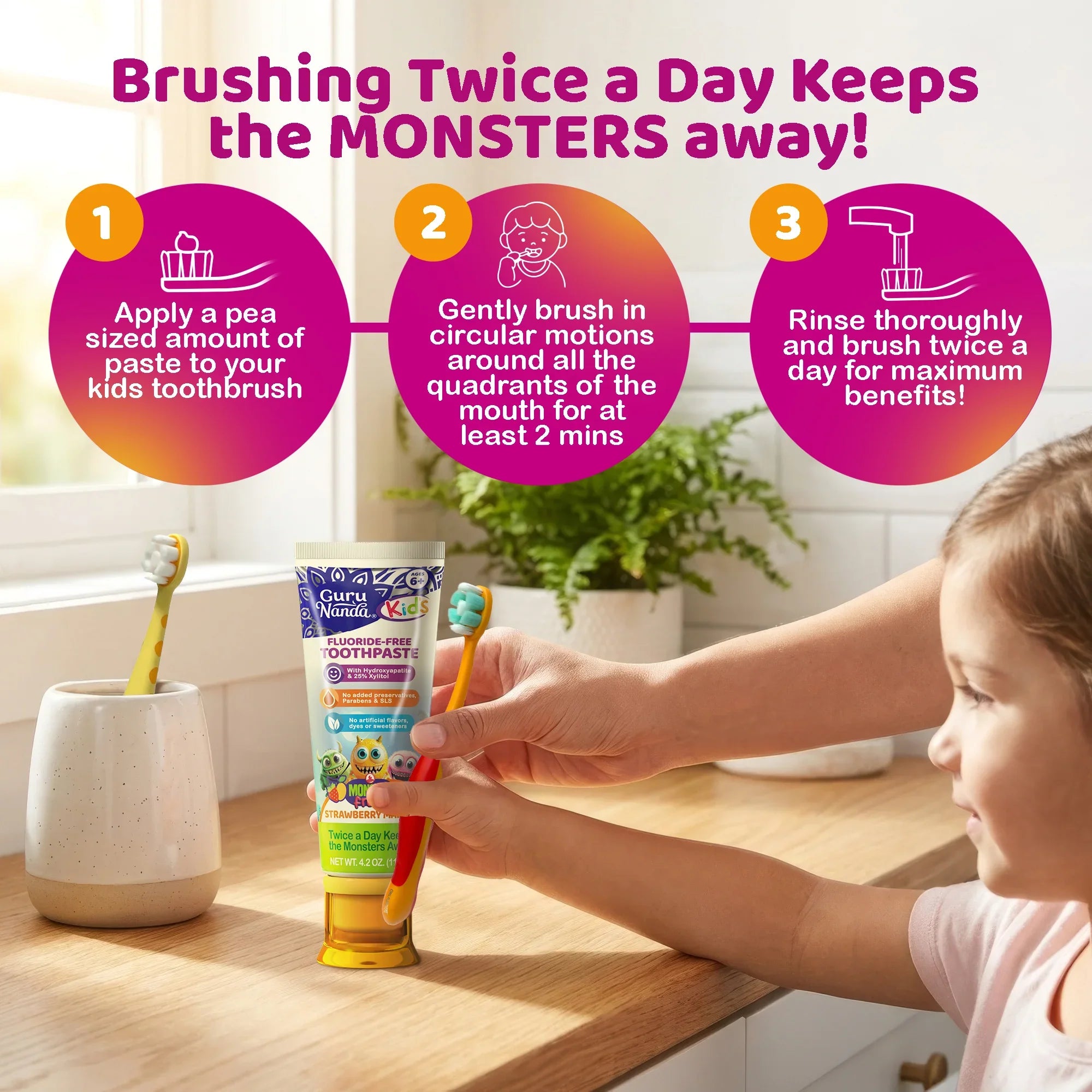 Kids Toothpaste with Xylitol &amp; Hydroxyapatite, Strawberry Mango – 4.2 oz – 3 Pack