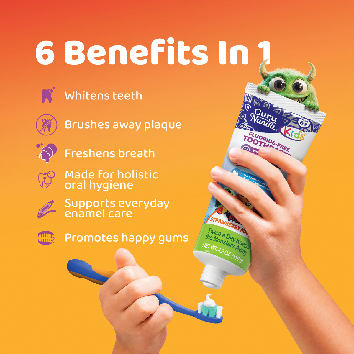 Pasta de dientes infantil con xilitol e hidroxiapatita, fresa y mango – 4.2 oz