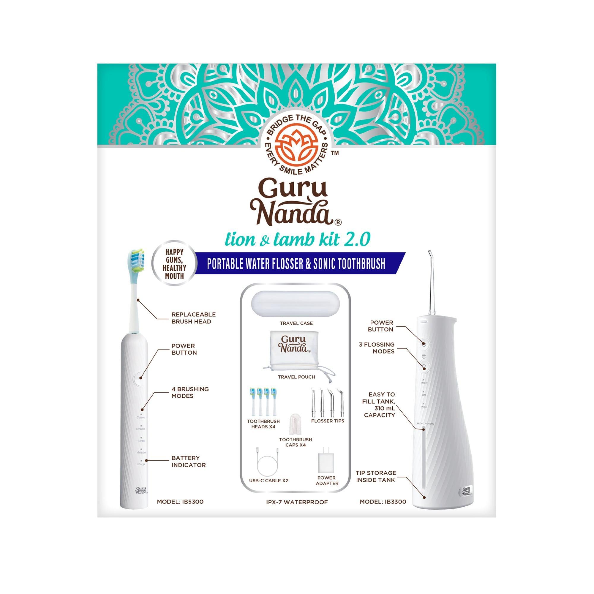 Cepillo de dientes sónico portátil e irrigador bucal Lion &amp;amp; Lamb 2.0 - Blanco