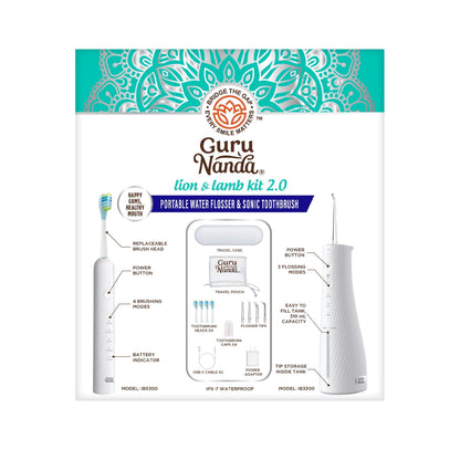 Cepillo de dientes sónico portátil e irrigador bucal Lion &amp;amp; Lamb 2.0 - Blanco