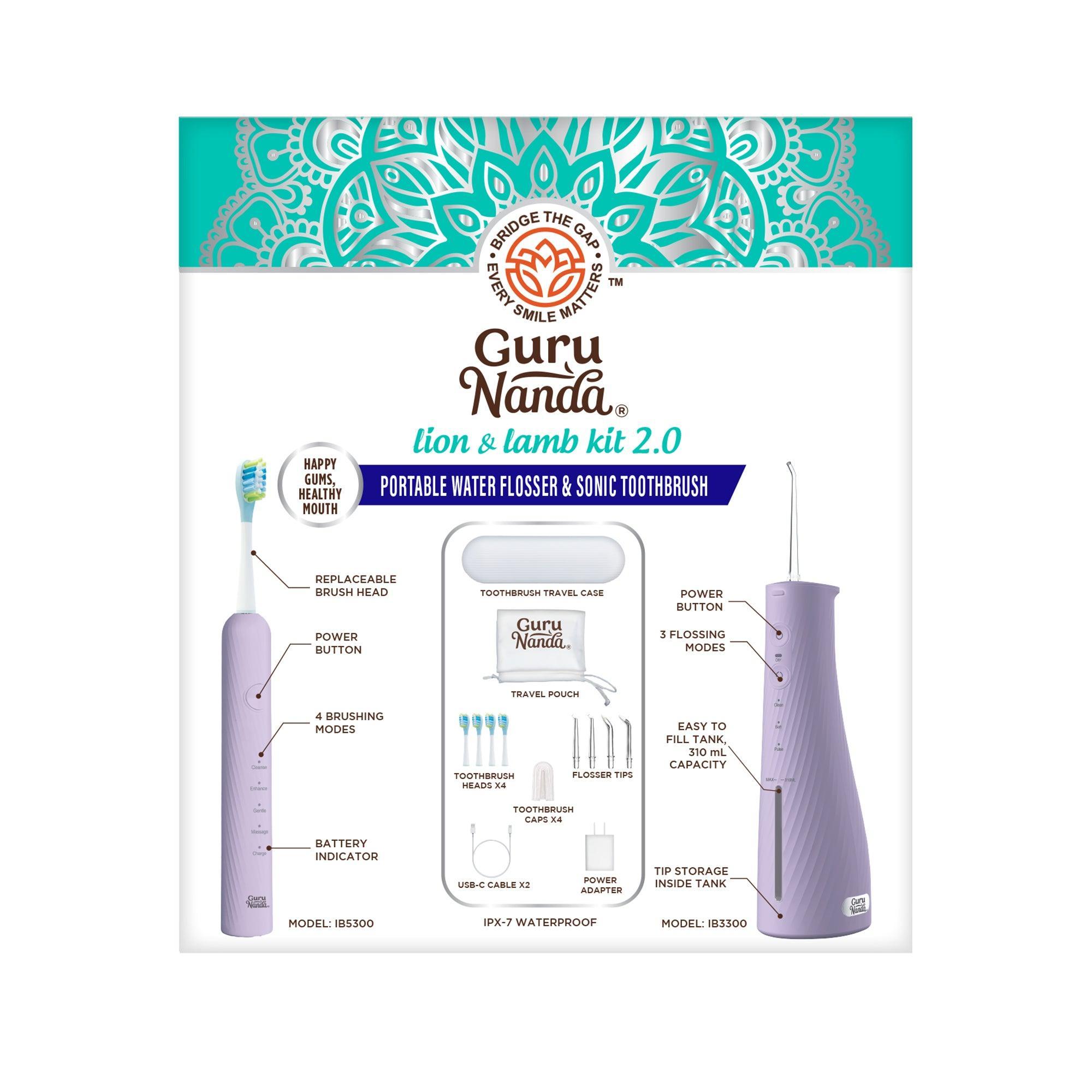 Cepillo de dientes sónico portátil e irrigador bucal Lion &amp;amp; Lamb 2.0 - Lavanda