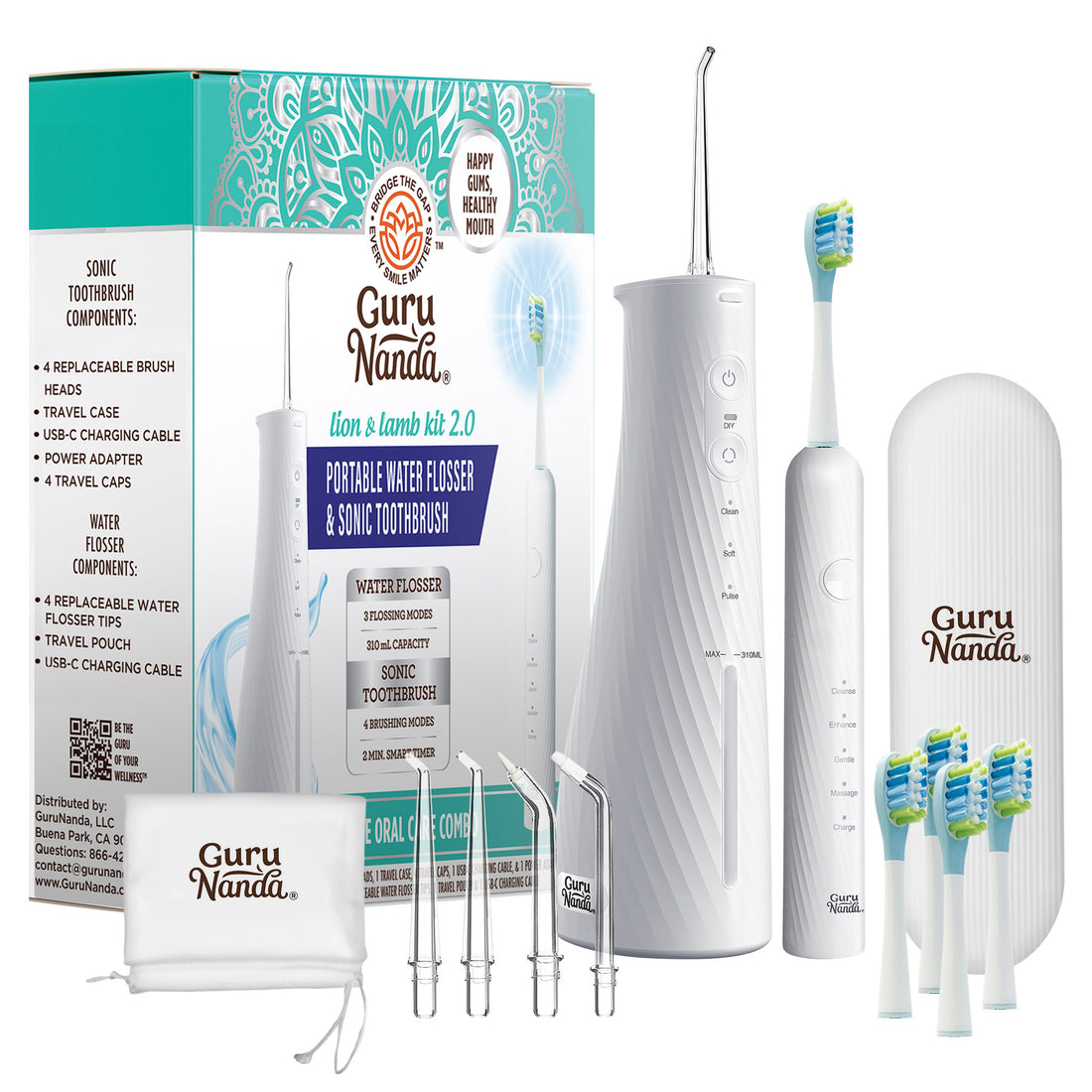 Lion &amp; Lamb 2.0 Portable Sonic Toothbrush &amp; Water Flosser - White